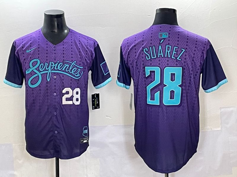Men 2025 Arizona Diamondback #28 Suarez Purple Joint Name Nike MLB Jersey style 2->arizona diamondback->MLB Jersey